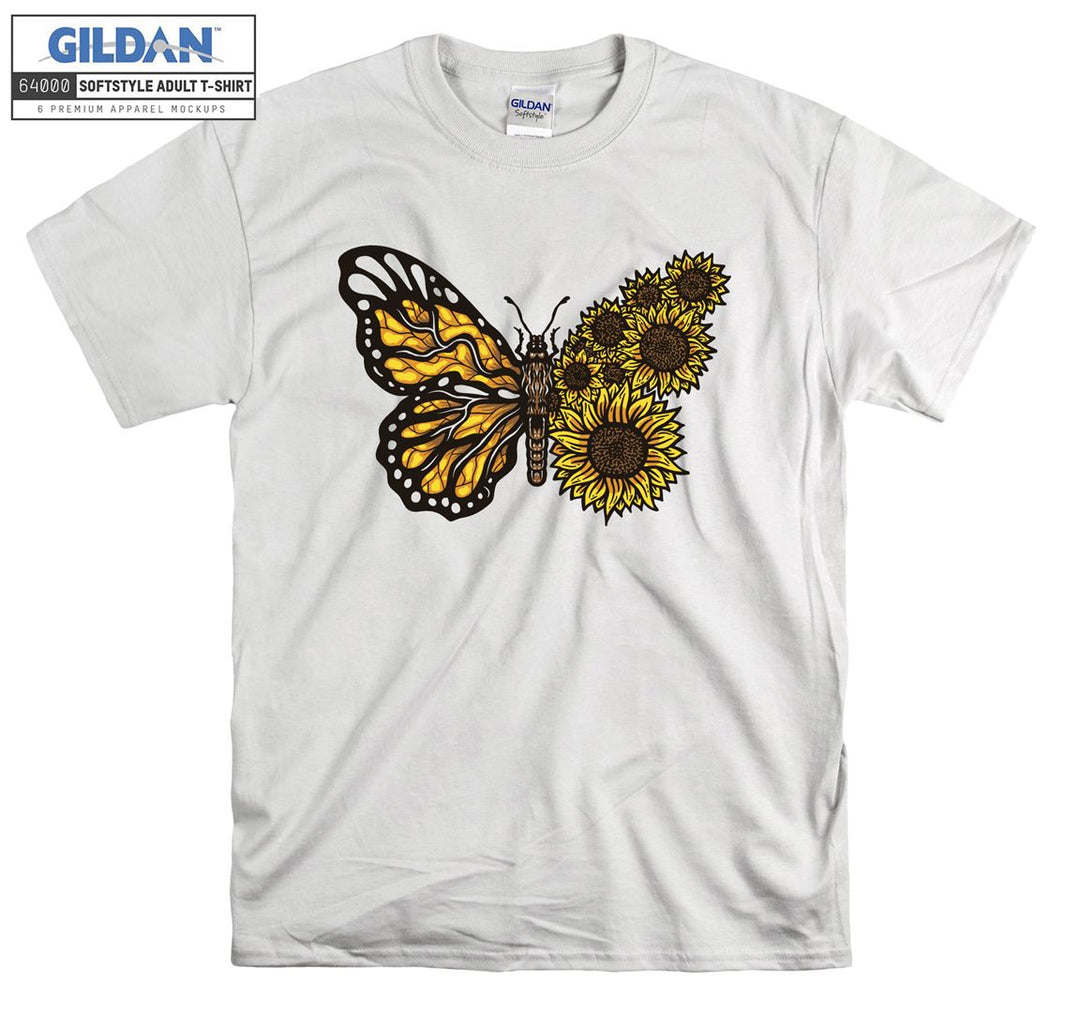 A Butterfly and Yellow Flowers T-shirt