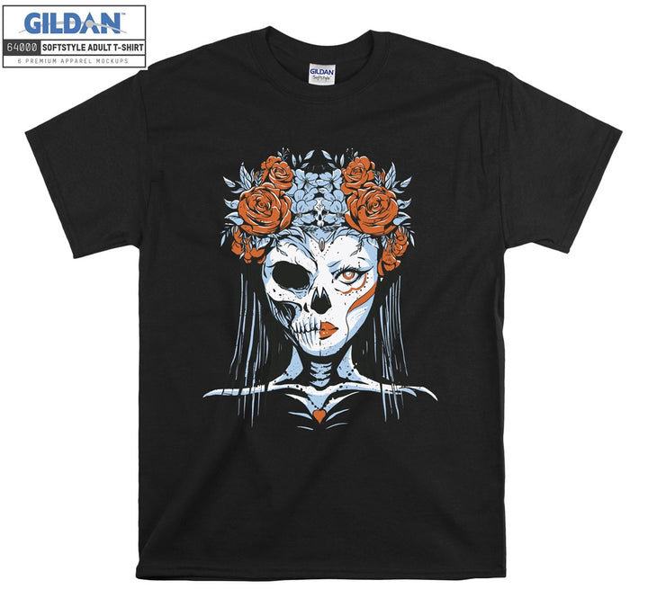 Horror skeleton girl face figure T-shirt