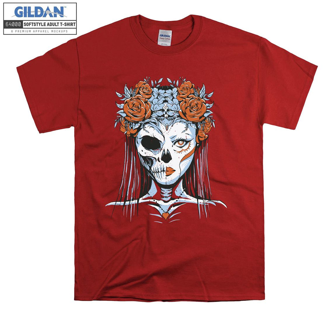 Horror skeleton girl face figure T-shirt