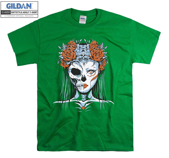 Horror skeleton girl face figure T-shirt