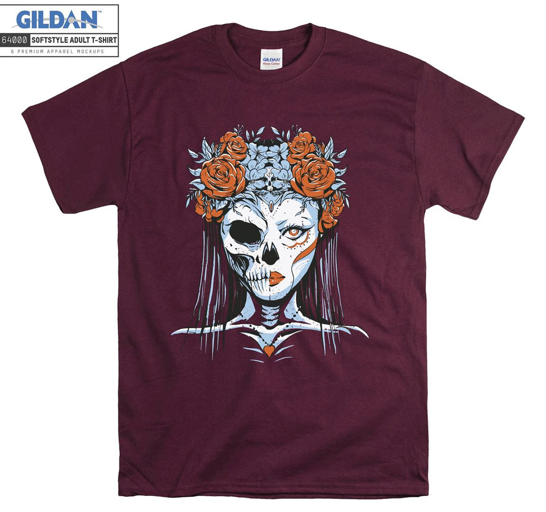 Horror skeleton girl face figure T-shirt