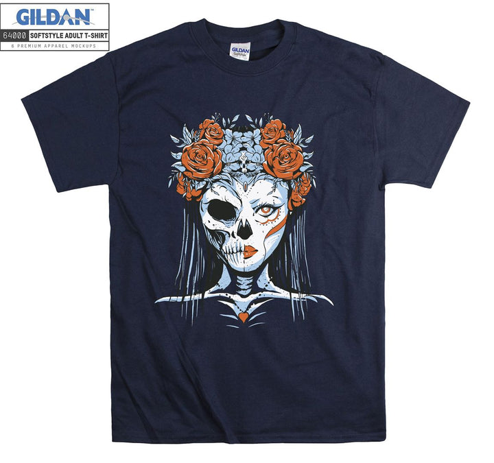 Horror skeleton girl face figure T-shirt