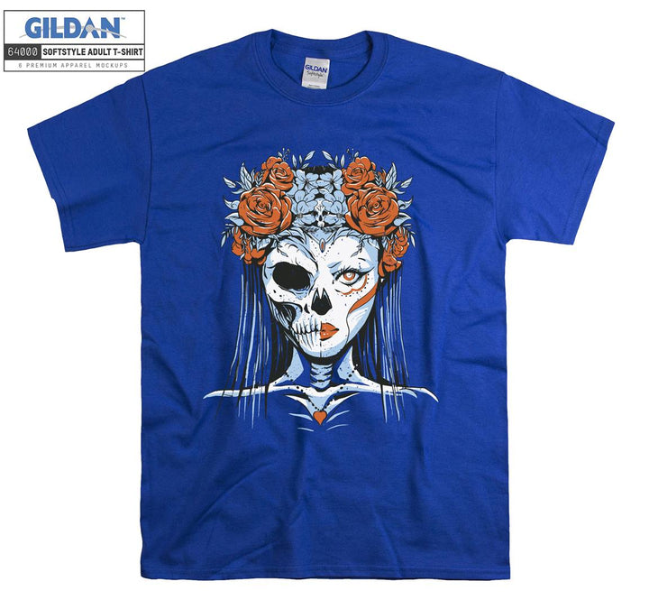 Horror skeleton girl face figure T-shirt