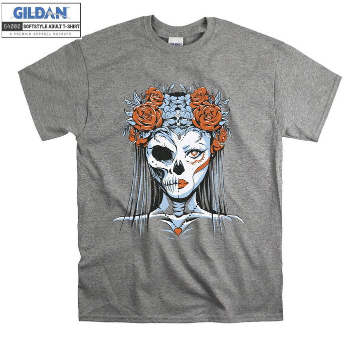 Horror skeleton girl face figure T-shirt