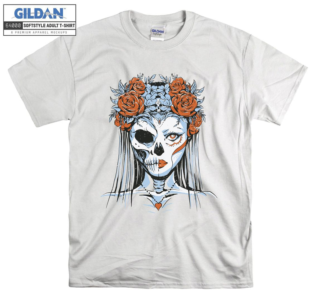 Horror skeleton girl face figure T-shirt