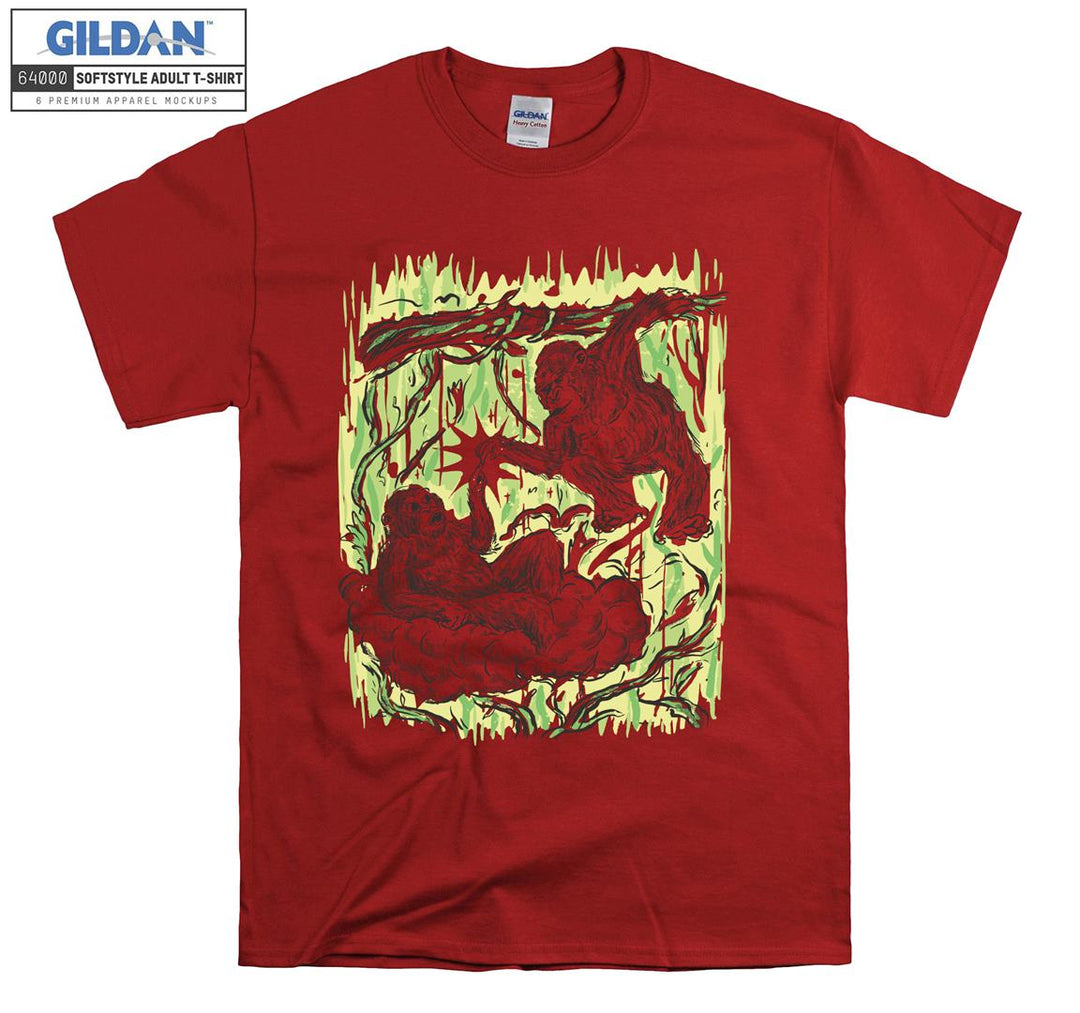 Two Gorilla Punches Forest Theme T-shirt