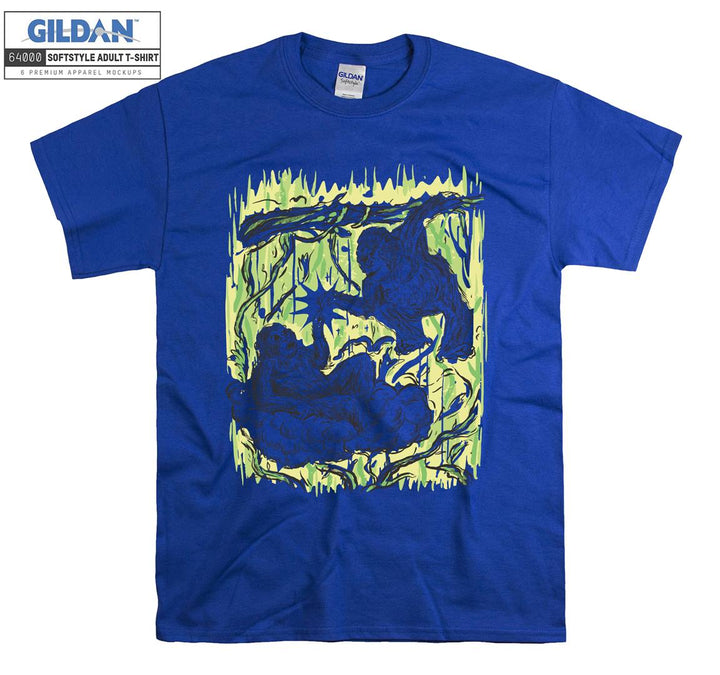 Two Gorilla Punches Forest Theme T-shirt