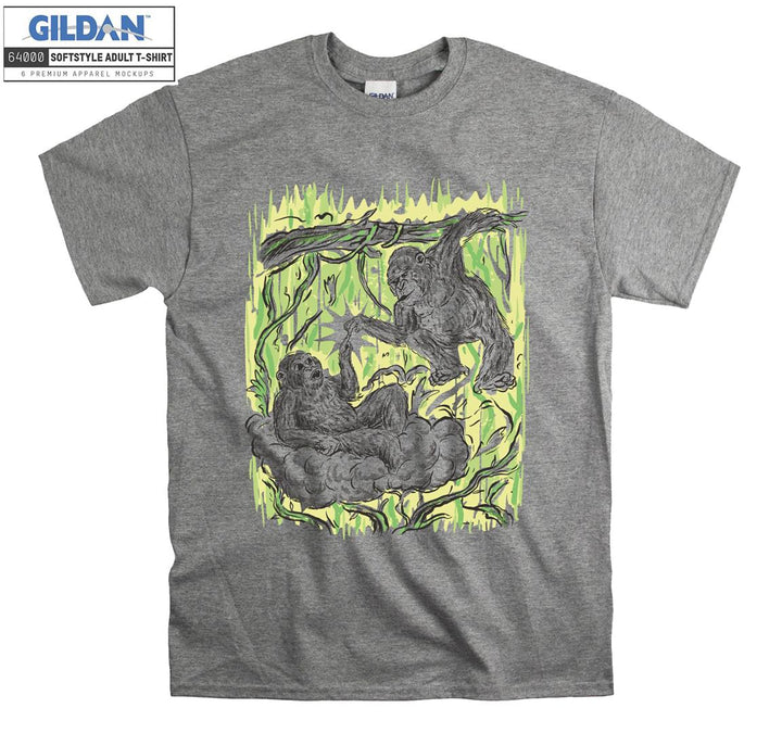 Two Gorilla Punches Forest Theme T-shirt