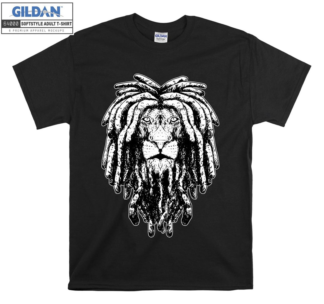 Lion With Rasta Hair Black Filter T-shirt