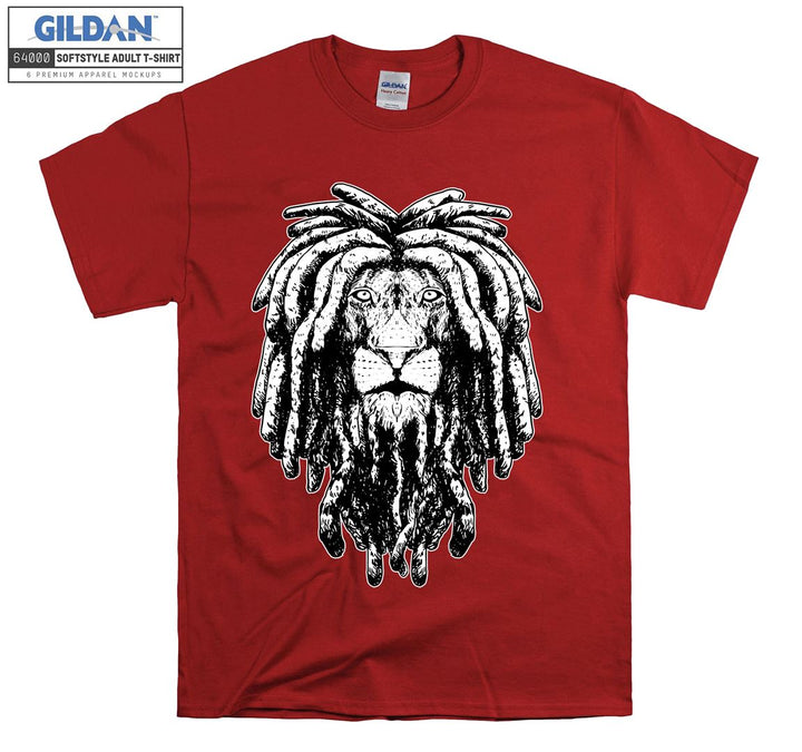 Lion With Rasta Hair Black Filter T-shirt