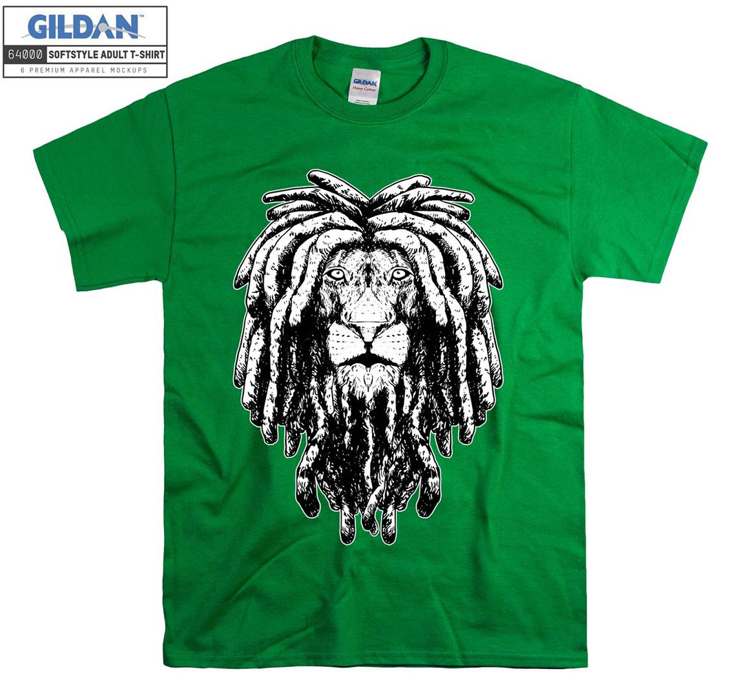 Lion With Rasta Hair Black Filter T-shirt