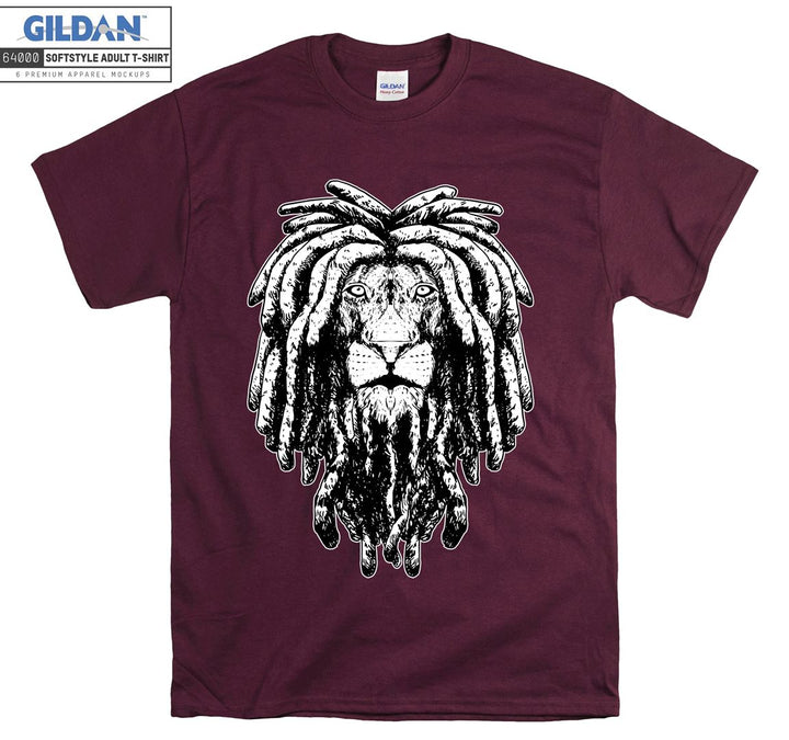 Lion With Rasta Hair Black Filter T-shirt