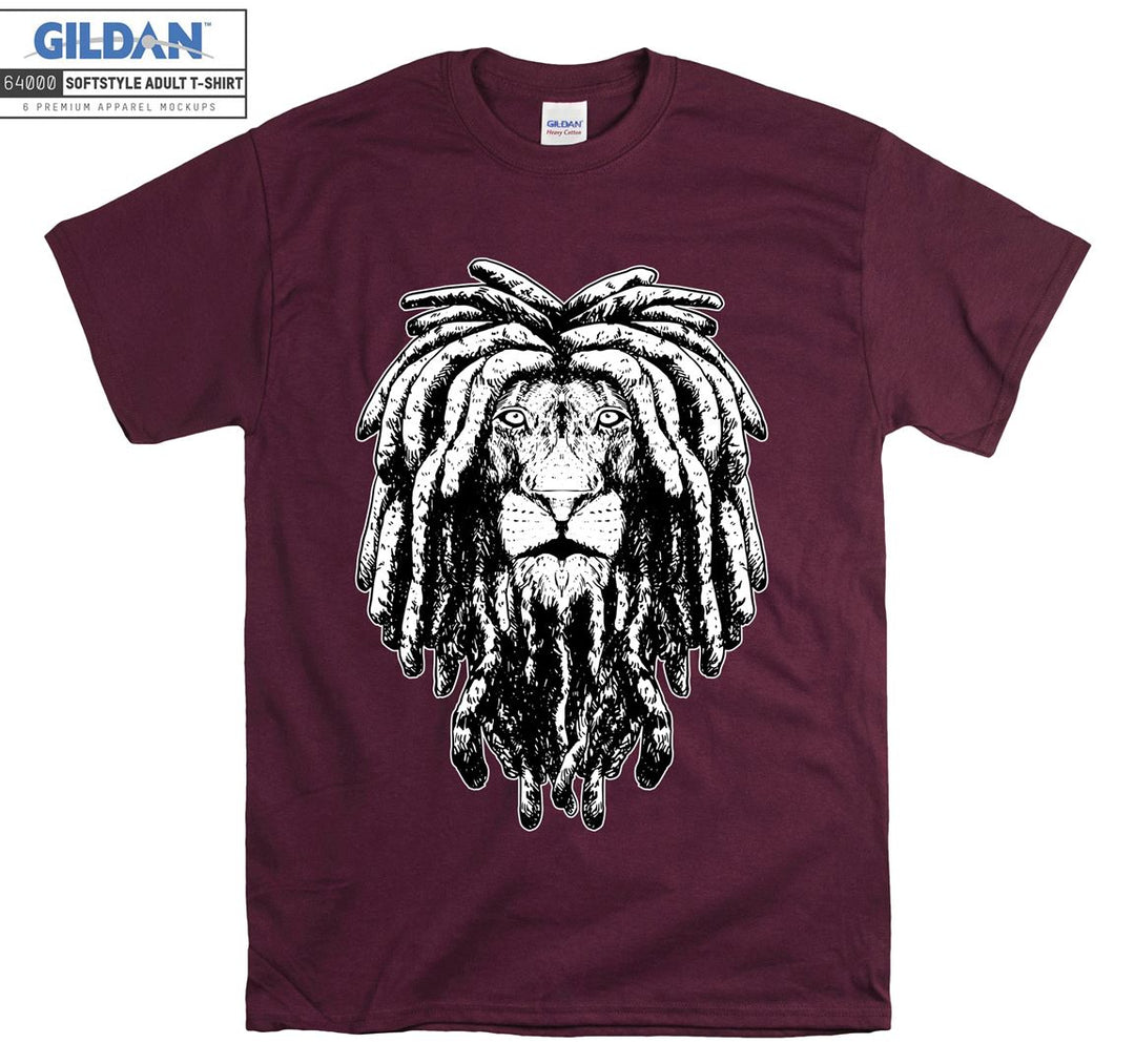 Lion With Rasta Hair Black Filter T-shirt