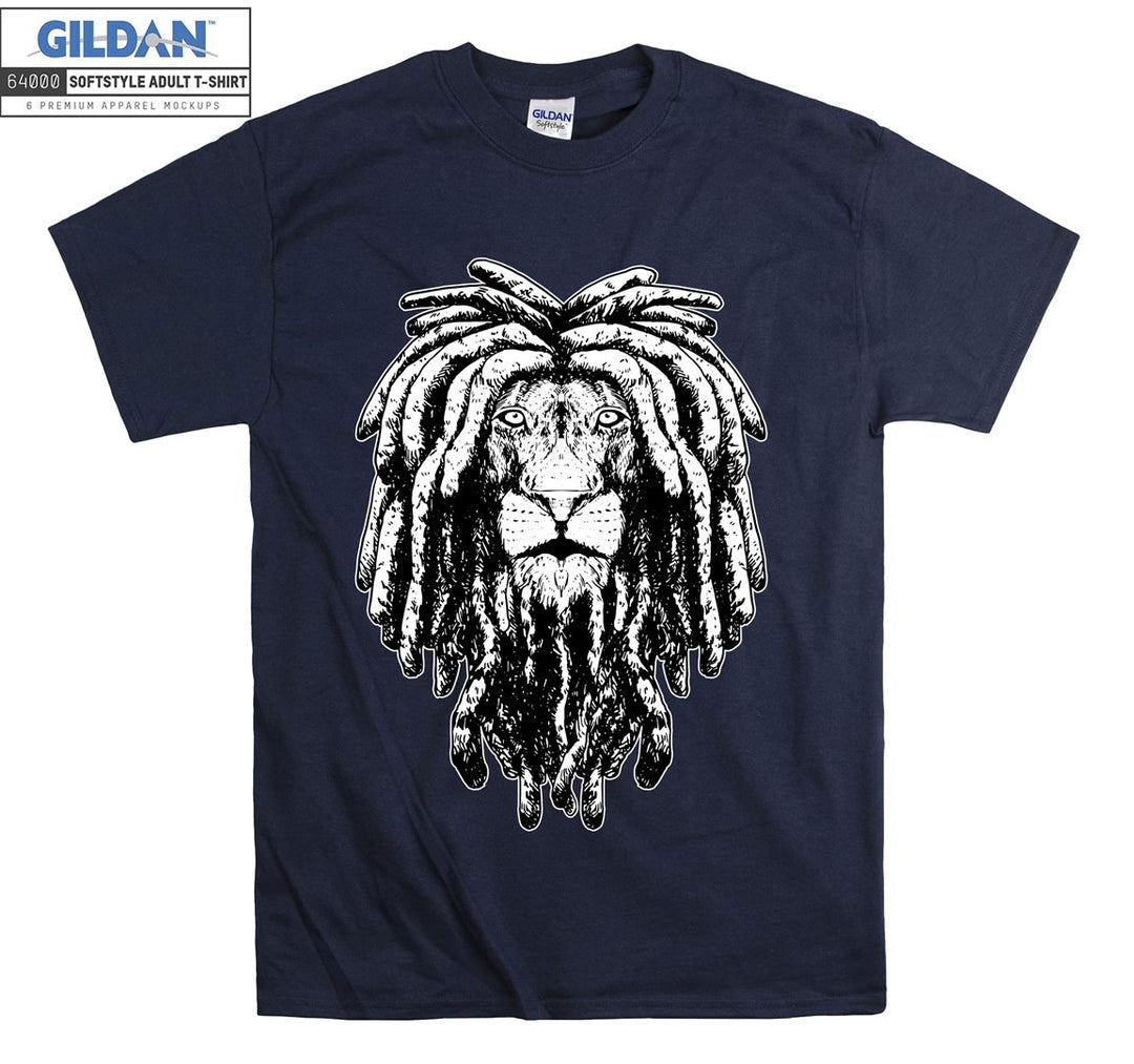 Lion With Rasta Hair Black Filter T-shirt