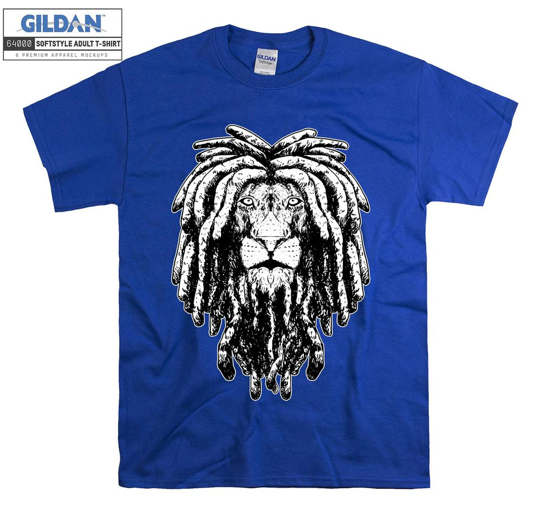 Lion With Rasta Hair Black Filter T-shirt