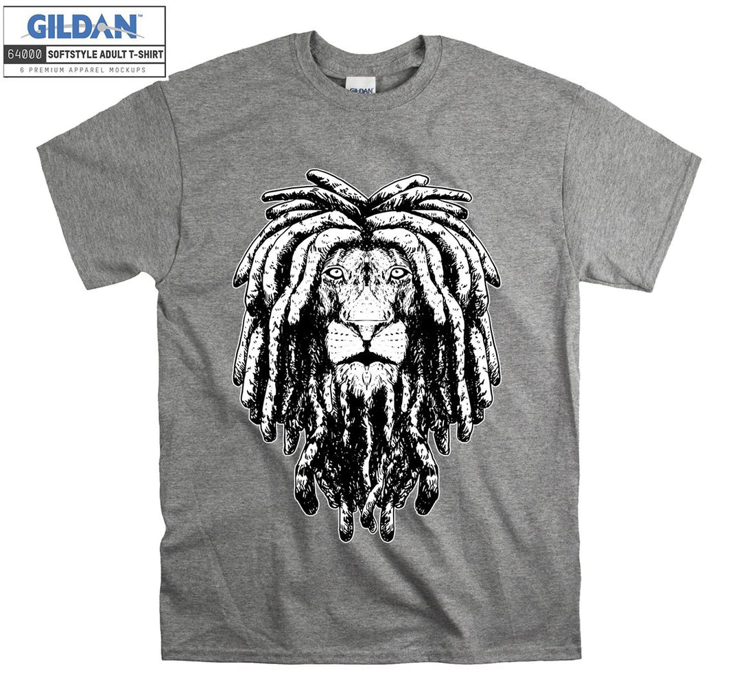 Lion With Rasta Hair Black Filter T-shirt