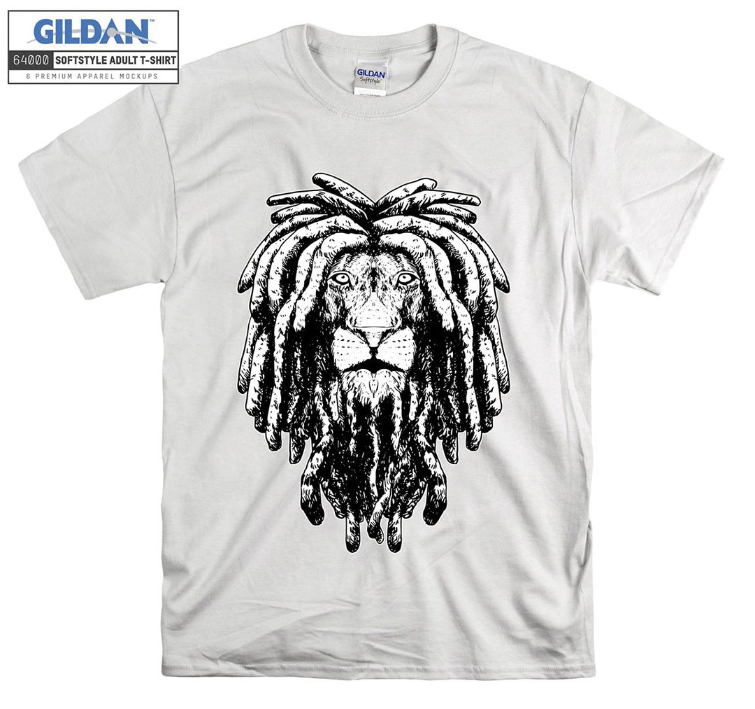 Lion With Rasta Hair Black Filter T-shirt