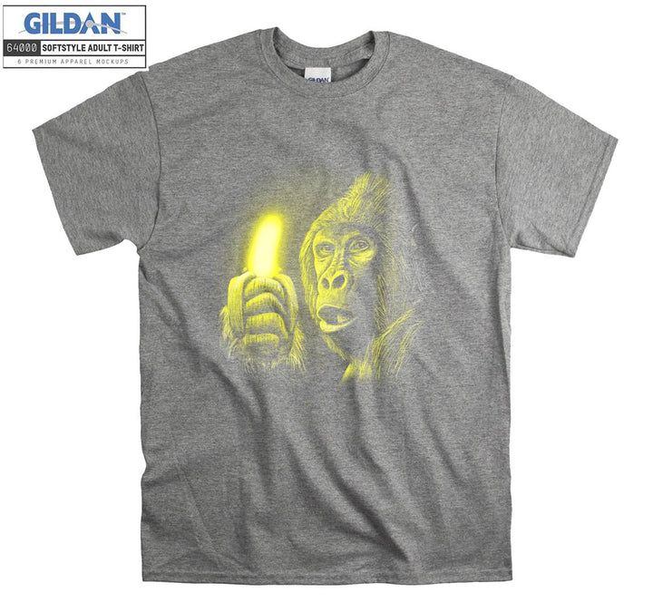 Gorilla Holding Shining Banana T-shirt