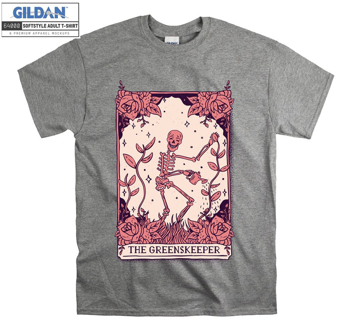 Red funny skeleton the greenskeeper T-shirt
