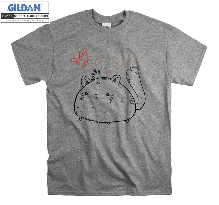 Fluffy Cute Cat Kitten Butterfly T-shirt