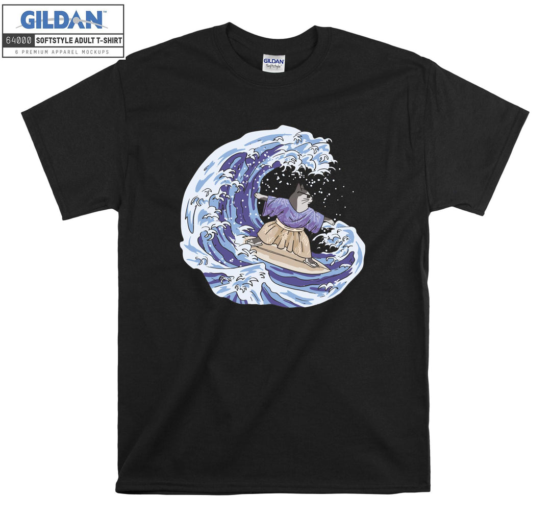 Surfing Kimono Cat T-shirt