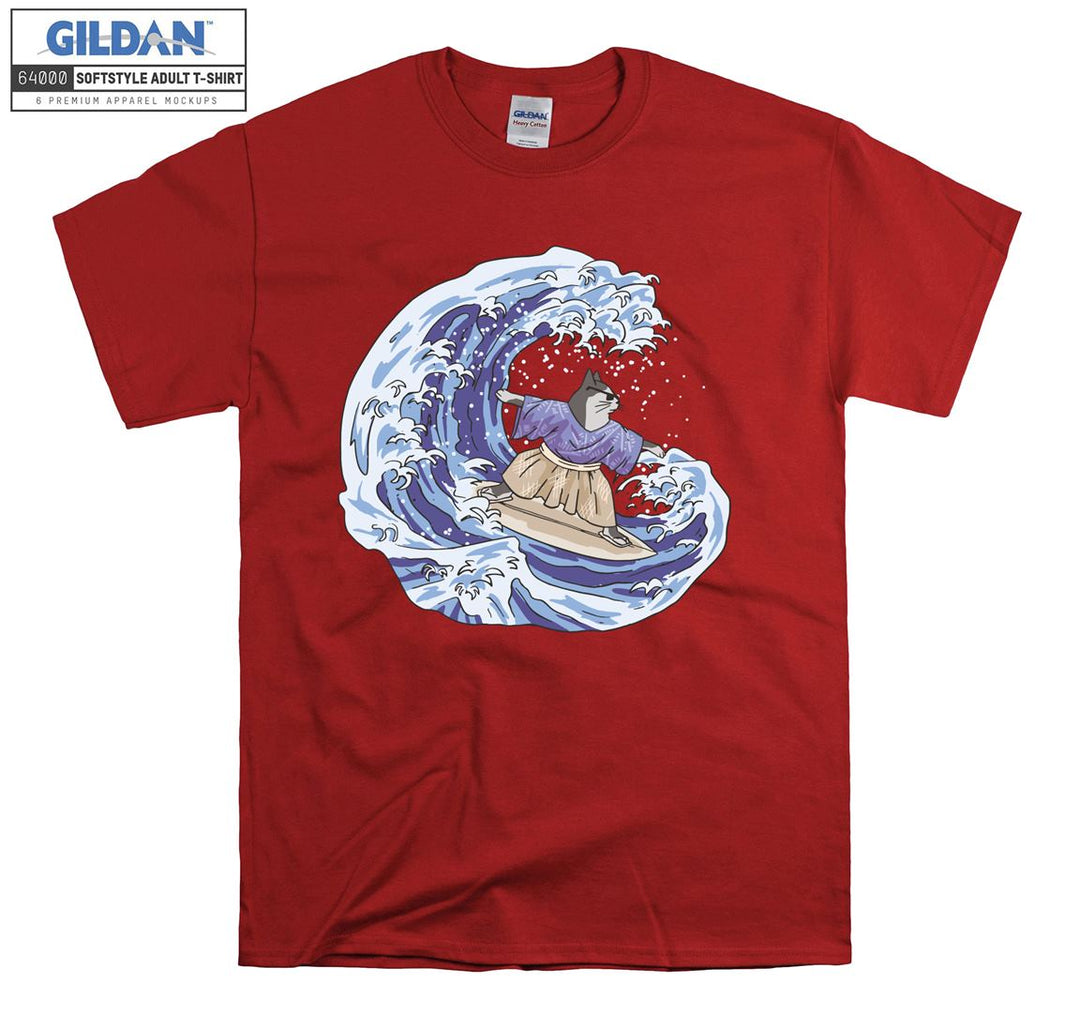 Surfing Kimono Cat T-shirt