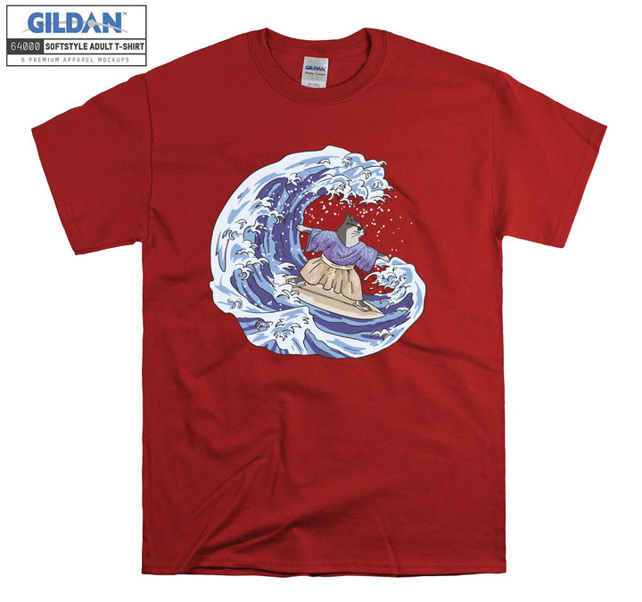 Surfing Kimono Cat T-shirt