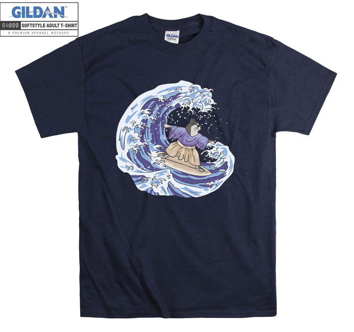 Surfing Kimono Cat T-shirt