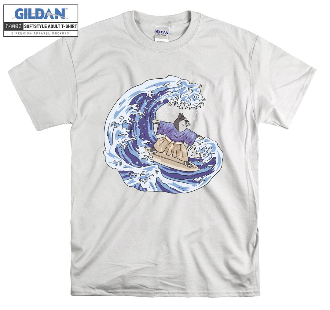 Surfing Kimono Cat T-shirt