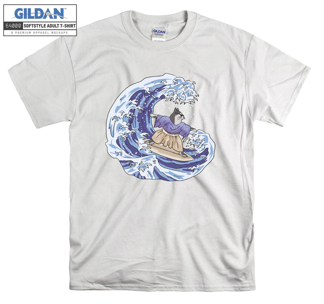 Surfing Kimono Cat T-shirt