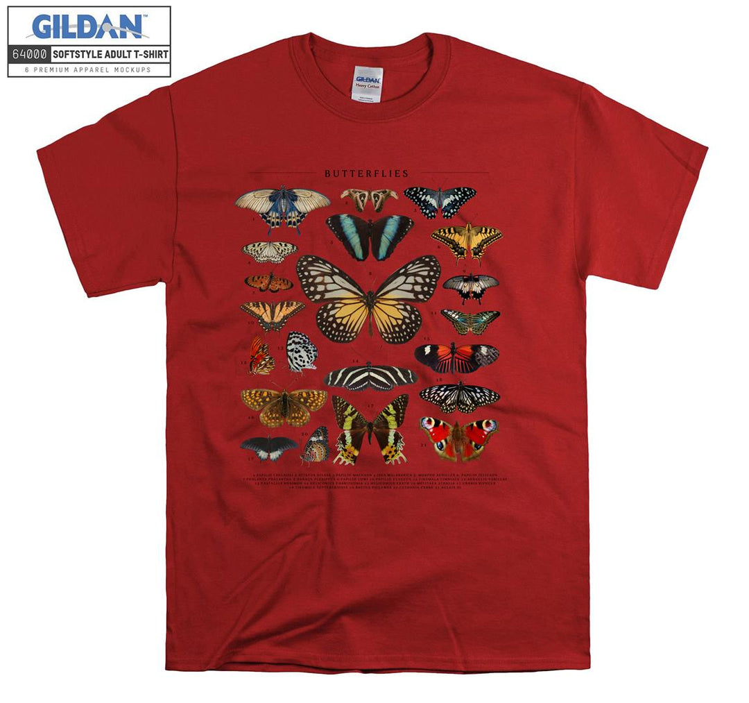 Different Butterflies In Many Colors T-shirt