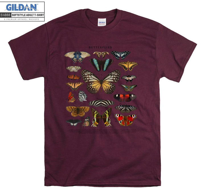 Different Butterflies In Many Colors T-shirt