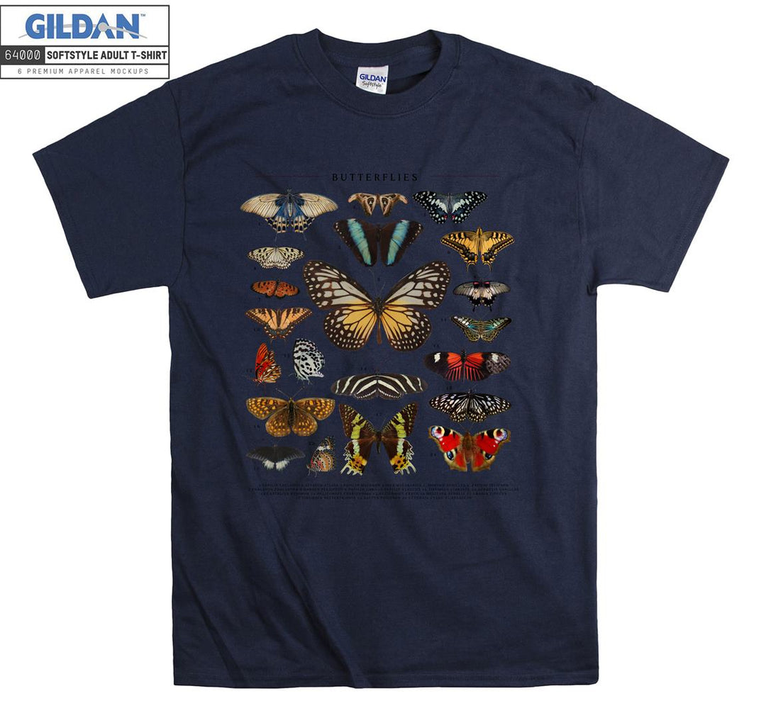 Different Butterflies In Many Colors T-shirt