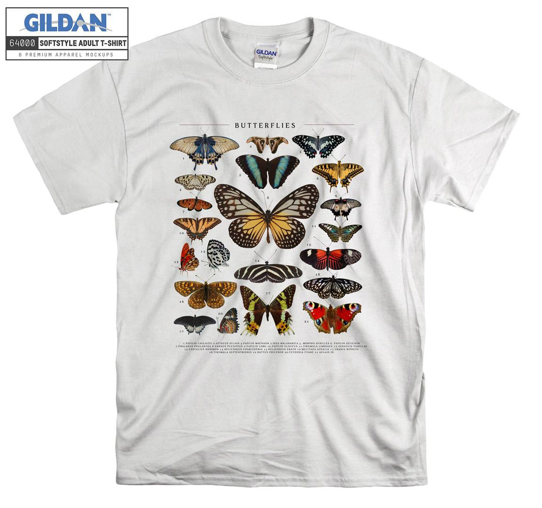 Different Butterflies In Many Colors T-shirt