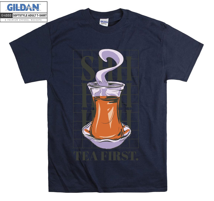 Shhhhh Tea First Turkish figure T-shirt