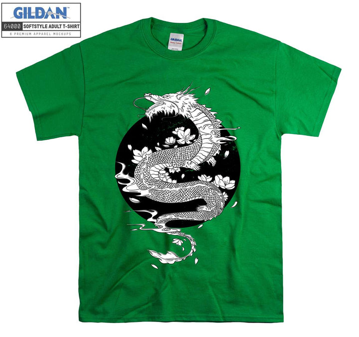 White Dragon Flying Japan Theme T-shirt