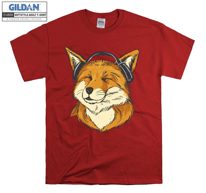 Happy Fox Listening to Music T-shirt