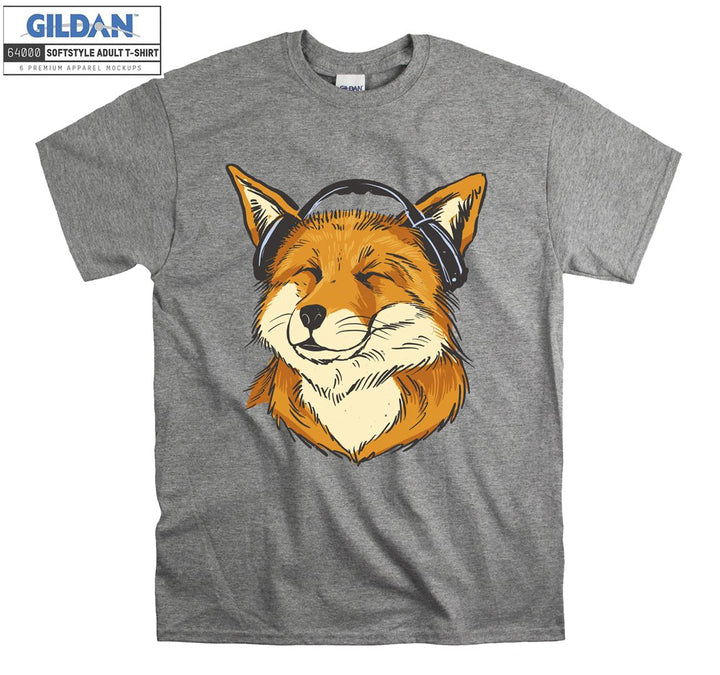 Happy Fox Listening to Music T-shirt