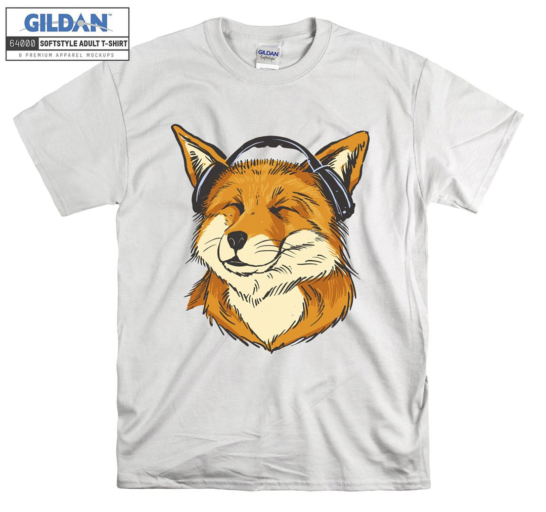 Happy Fox Listening to Music T-shirt