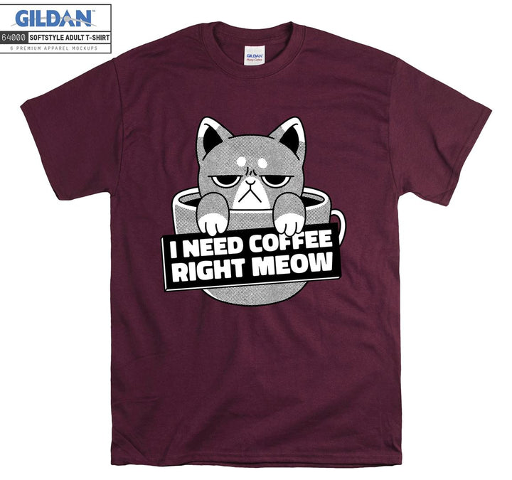 I need Coffee Right Meow Funny T-shirt