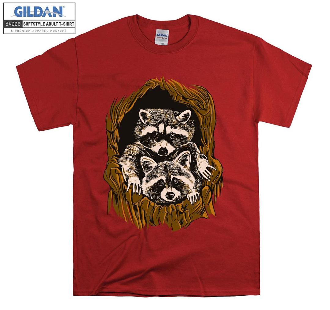 Two Raccoons Hiding In A Tree T-shirt