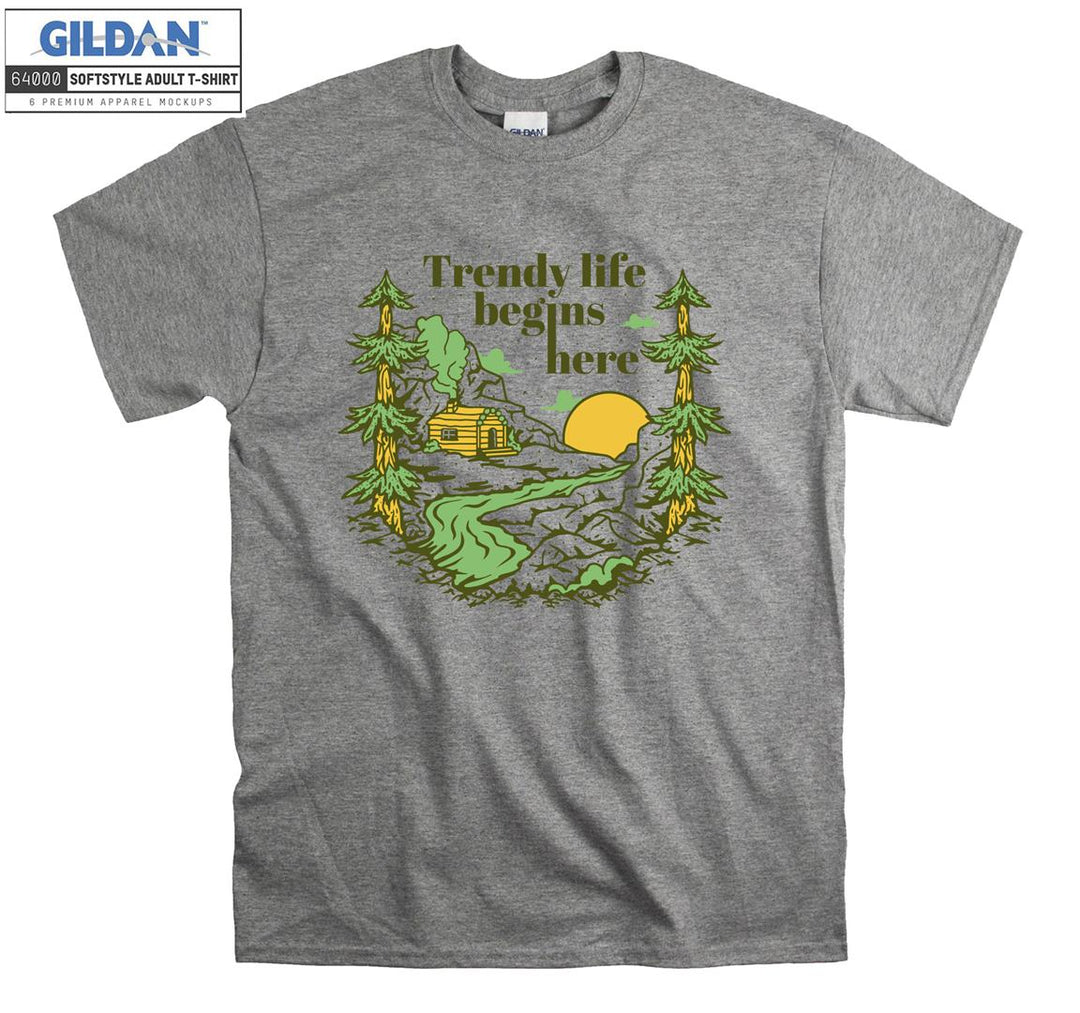 Camping Trendy Life Begins Here T-shirt
