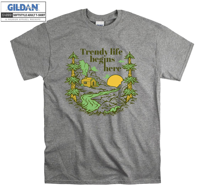 Camping Trendy Life Begins Here T-shirt