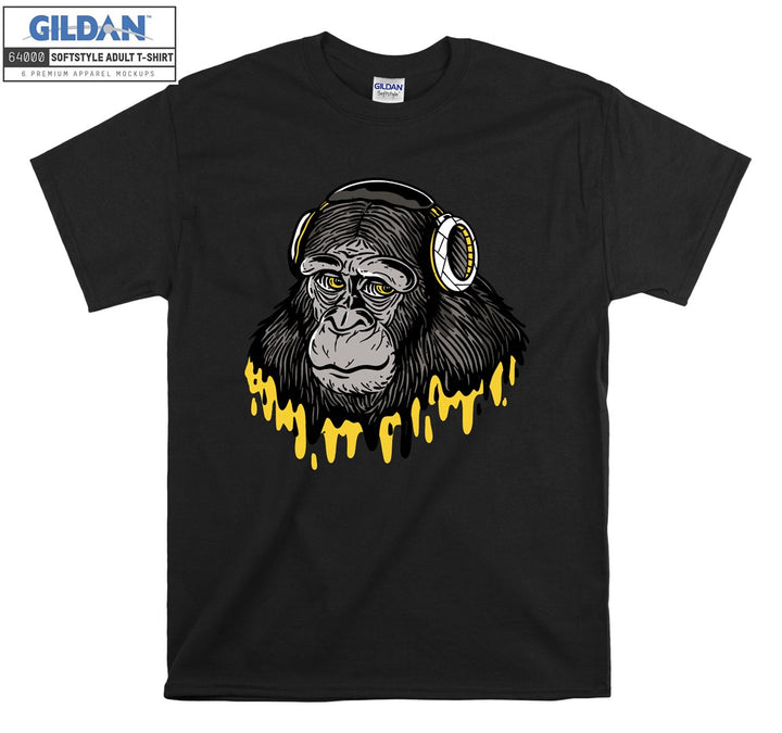 Monkey Wearing Headphones Listening To Music T-shirt