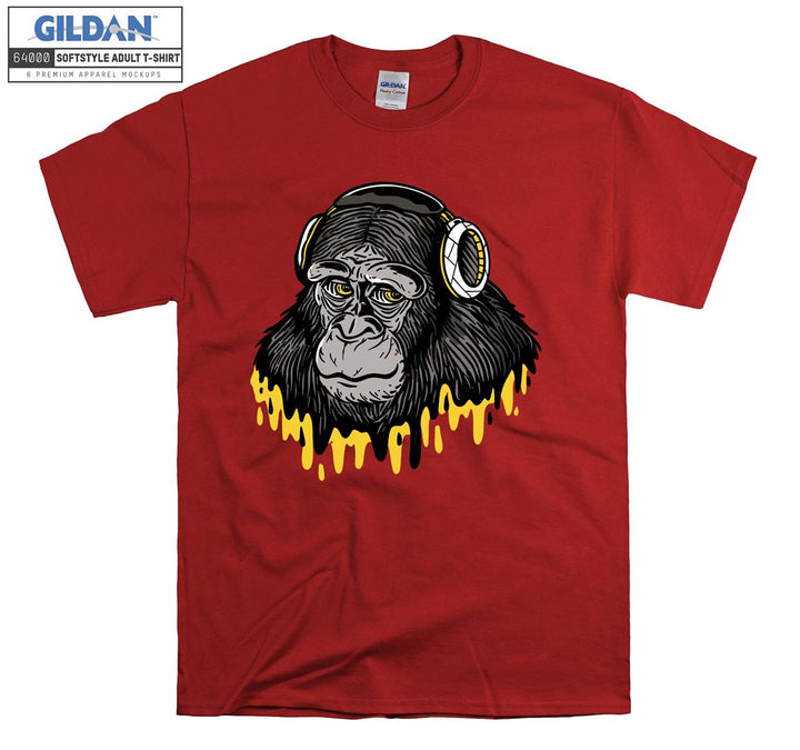 Monkey Wearing Headphones Listening To Music T-shirt