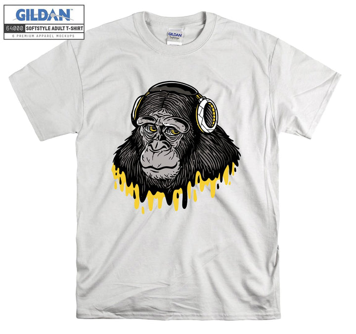 Monkey Wearing Headphones Listening To Music T-shirt