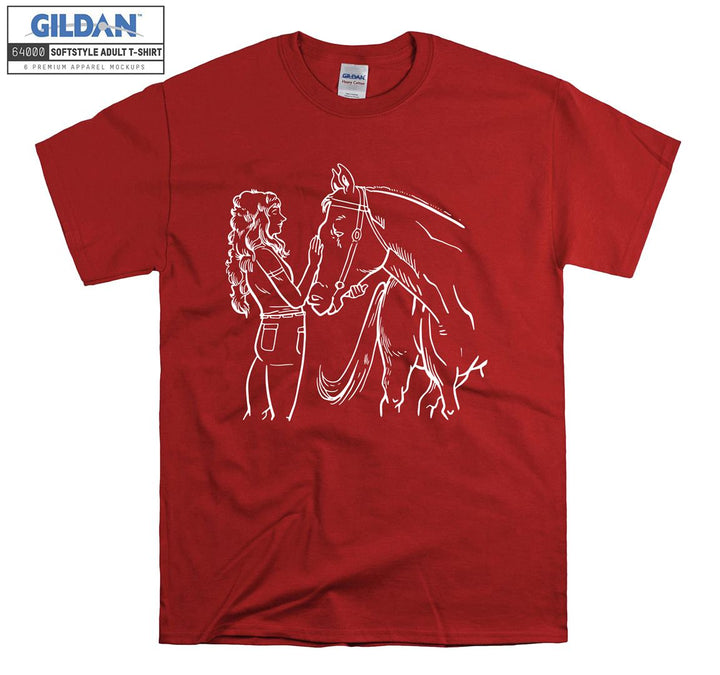 Girl with a horse figure T-shirt