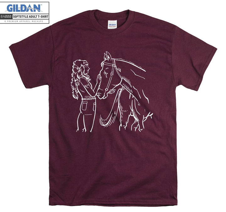 Girl with a horse figure T-shirt