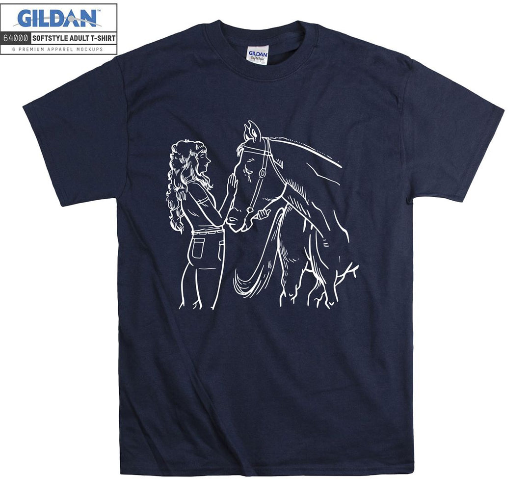 Girl with a horse figure T-shirt