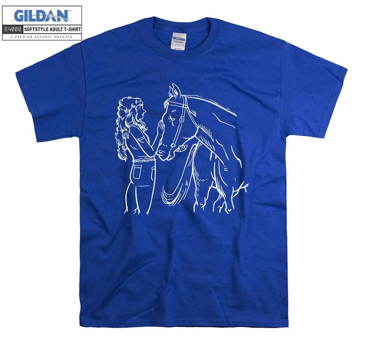 Girl with a horse figure T-shirt